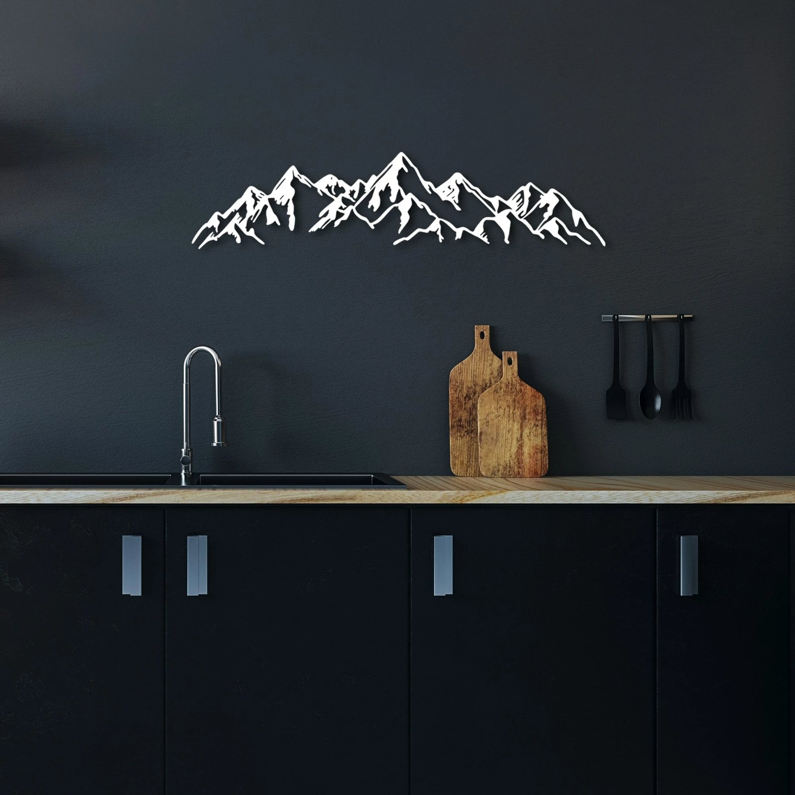 Aksesor dekorativ metalik për mur, pamje mali, Wallity, Mountain View - 2