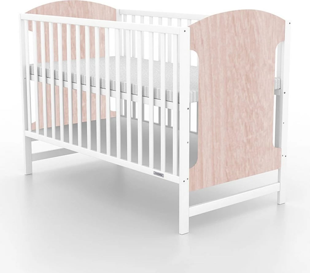 Krevat për bebe, New Baby MIA, 120x60 cm, dru pishe, rregullim 3 nivele, Oak Riviera