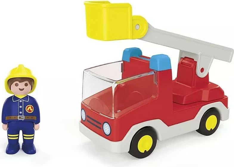 Set figurina Playmobil Junior 71683, kamion zjarrfikës me shkallë, plastikë, për fëmijë