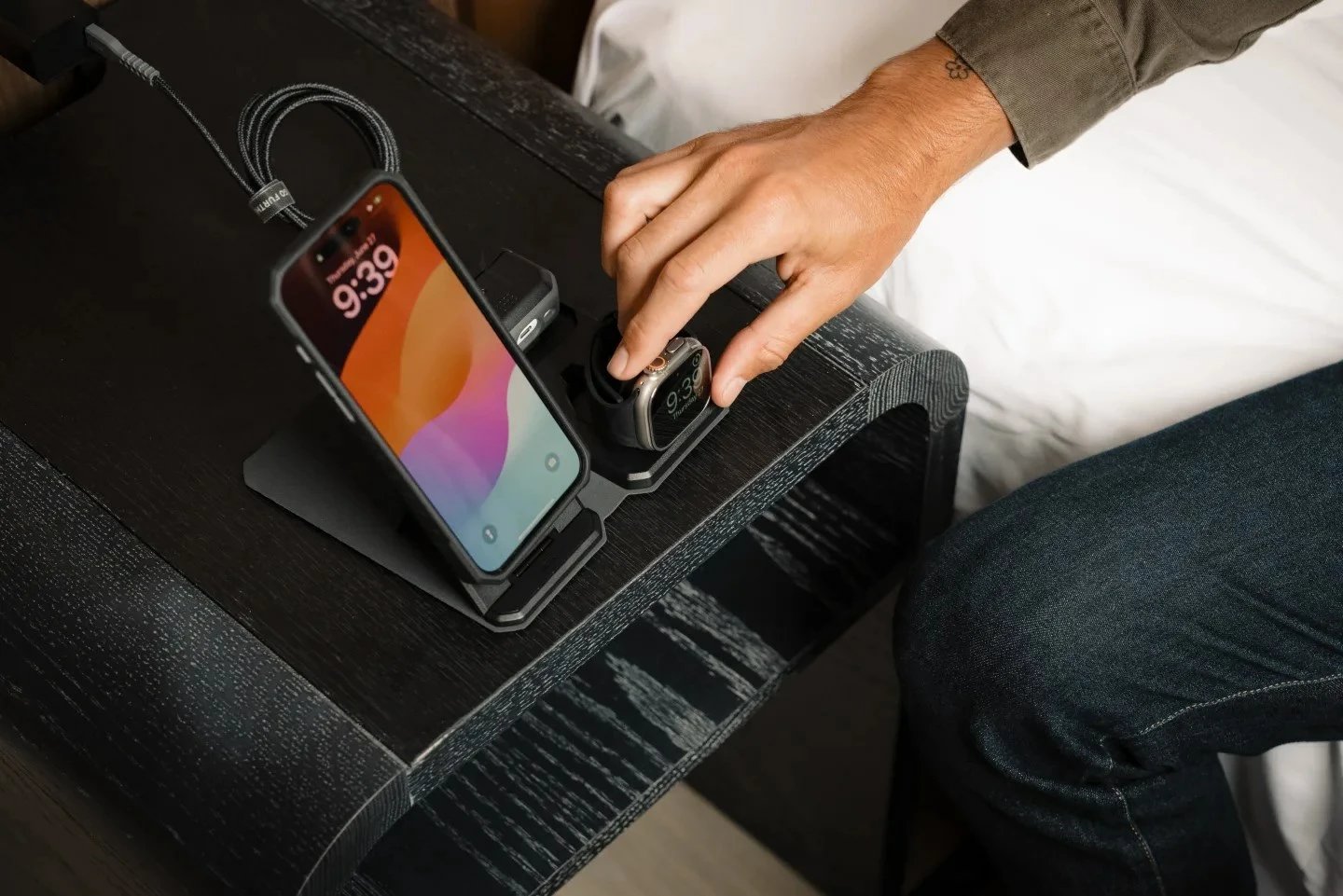 Karikues 3-në-1 pa tela, No name, 25W, për celular, kufje, smartwatch, Gri