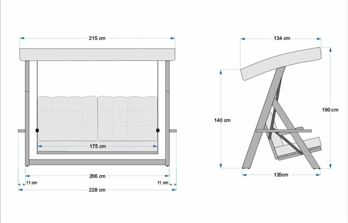 Karrige lëkundëse treshe për kopsht, ngjyrë bezhë, Skye Decor Lyon 2400