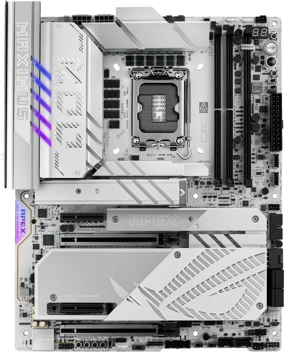 Pllakë amë, Asus ROG Maximus Z890 Apex, LGA1851, Intel Z890, ATX, 2x DDR5, PCIe 5.0 x16, Thunderbolt 4, Wi‑Fi 7, argjendtë gri