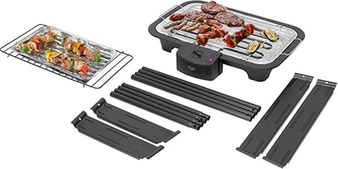 Grill elektrik, Adler AD 6602, 2000W, rregullim temperature, termostat me dritë, ngrohës i heqshëm, tabaka uji, me qëndrim