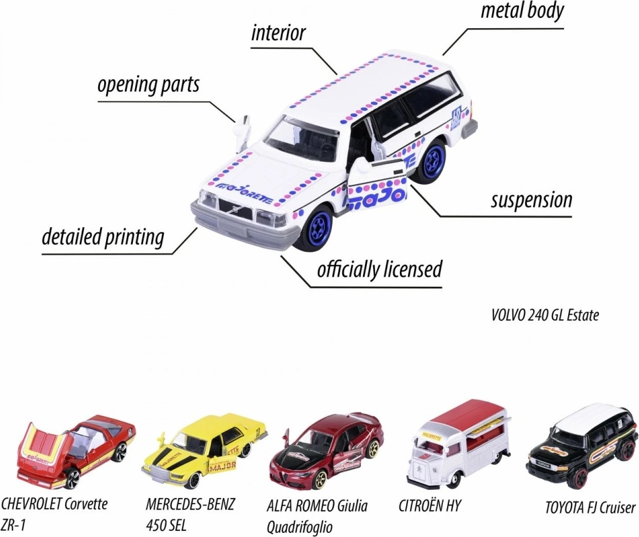 Makina lodër metalike Majorette 60th Anniversary Premium, Simba, 1:64, Mix