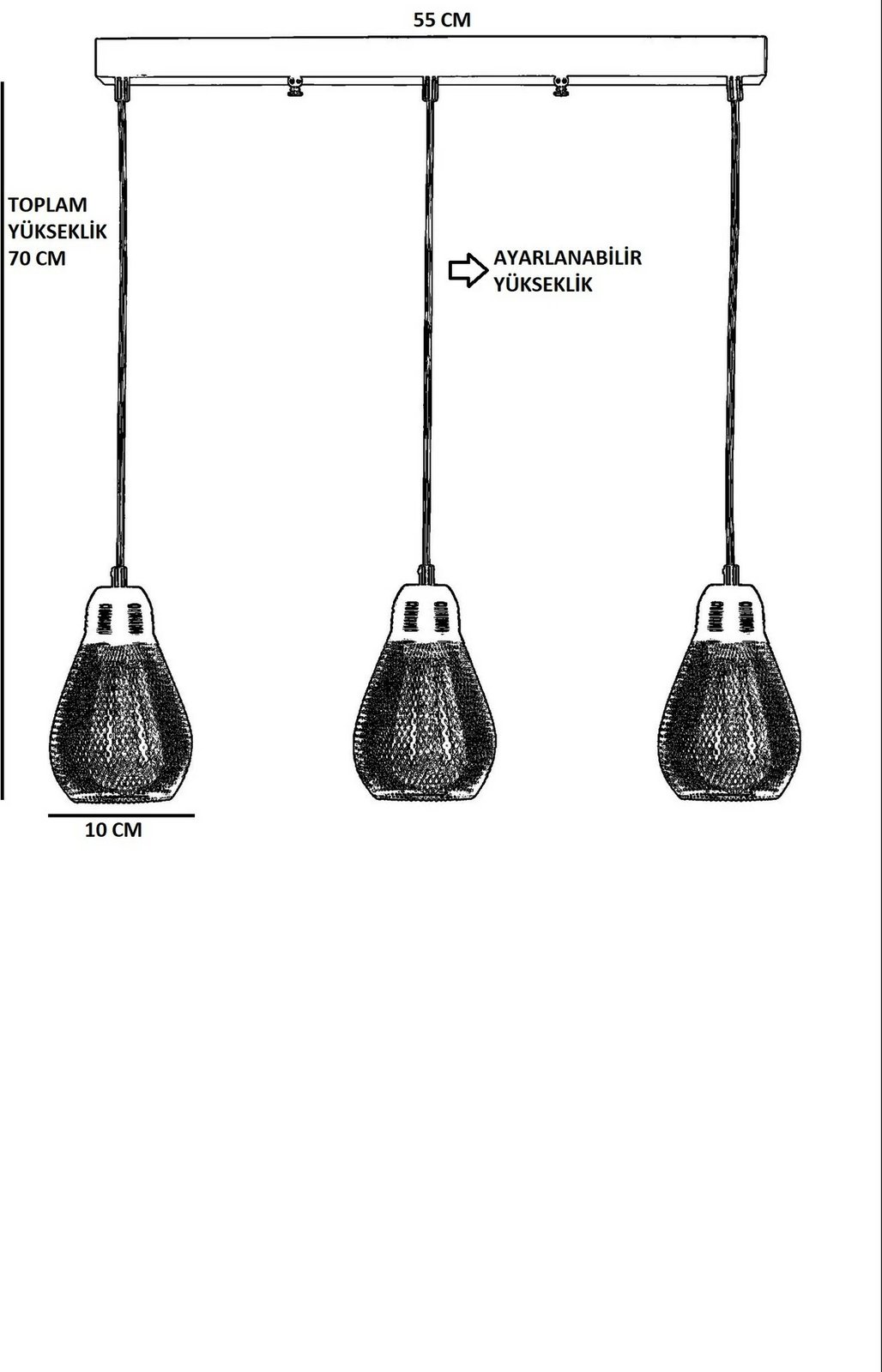 Llambë tavani Opviq, 3 llampa varëse, ngjyrë e zezë
