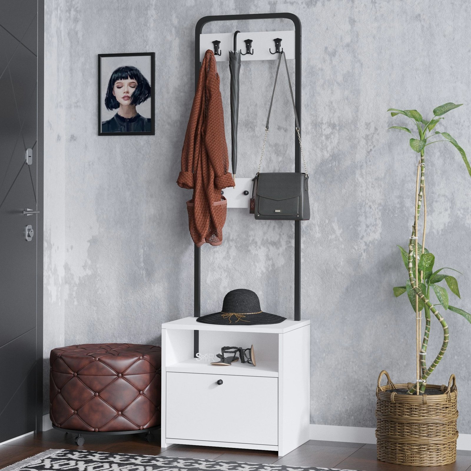 Stendë korridori Skye Decor, bardhë e zi, Tina