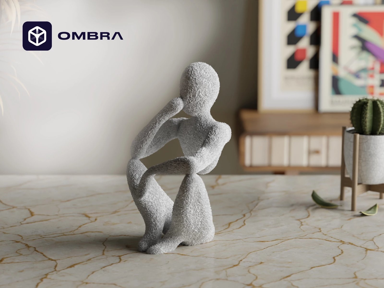 Statujë "Thinker" Dekorative dhe Kreative, e bardhë