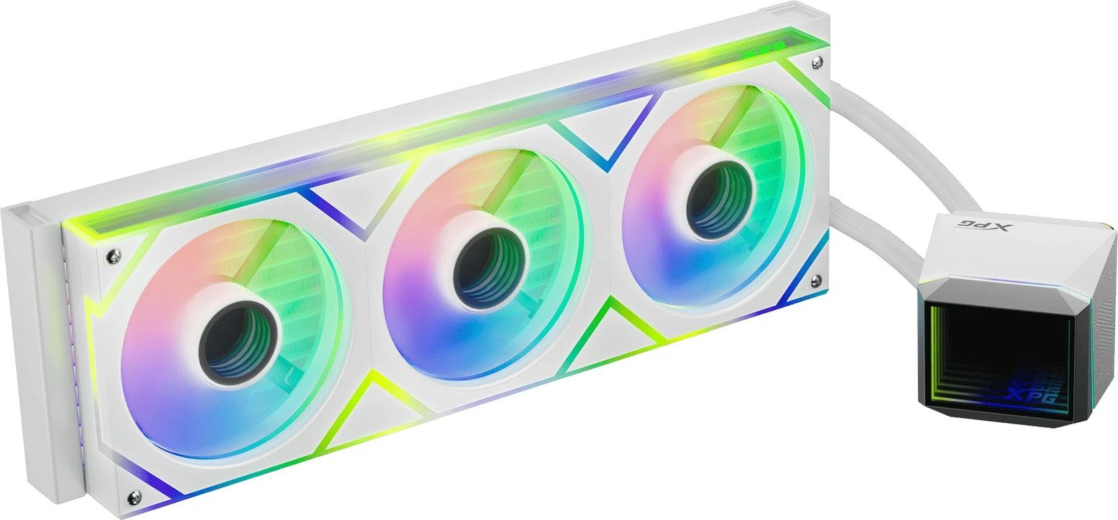 Kasë ftohje me ujë XPG LEVANTE II 360, 3 ventilatorë 12 cm, bardhë