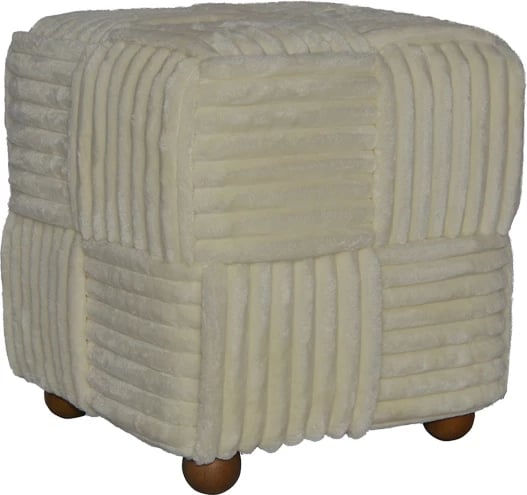 Stol Cuirl prej stofi bouclé, ngjyrë e bardhë, 45x45x45cm