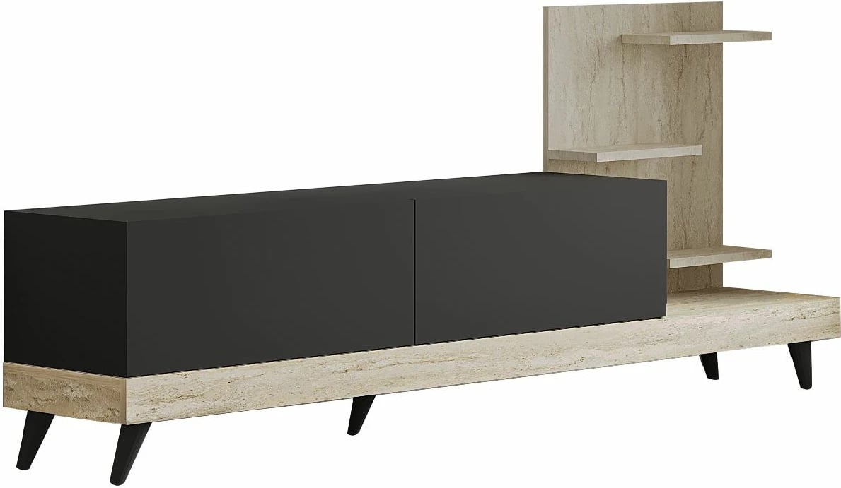 Komodë TV Skye Decor, dizajn anthracite-travertin