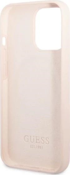 Mbështjellës Guess Silicone Logo Plate MagSafe për iPhone 13 Pro/13 6.1", Rozë