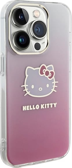 Mbështjellës Hello Kitty IML Gradient Electrop Kitty Head për iPhone 15 Pro Max, rozë