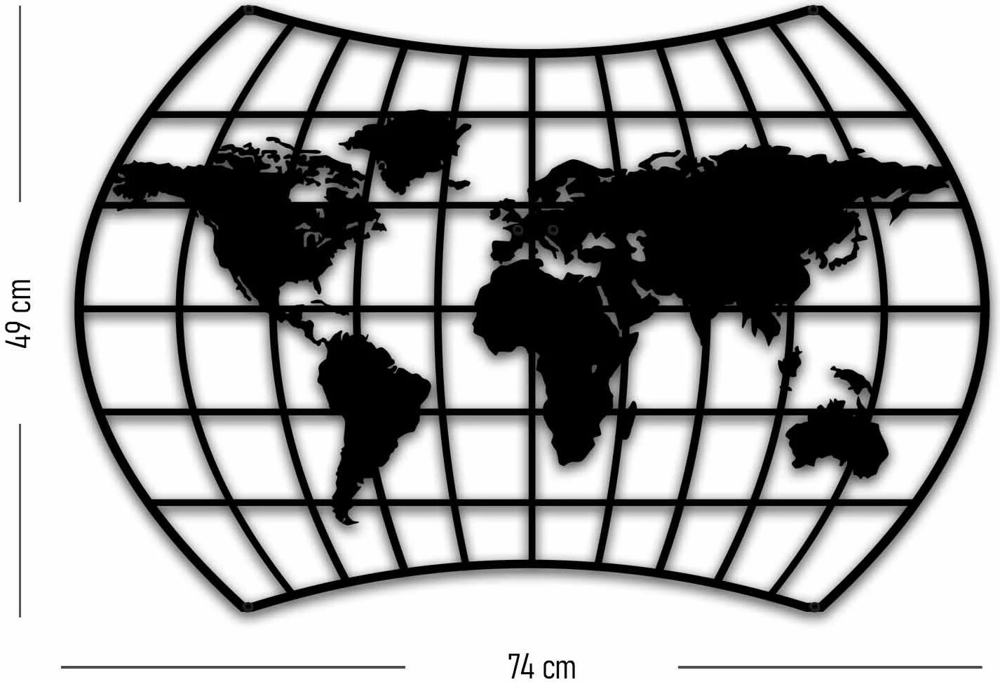 Aksesor dekorativ metalik për mur Wallity, MT - 019, ngjyrë e zezë, 74x49cm