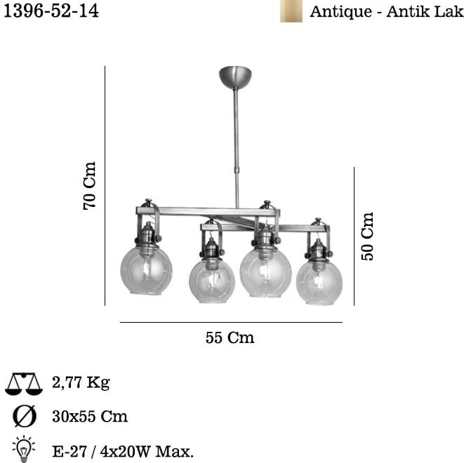 Llambadar Opviq, Ponte - 52-14, ngjyrë antike