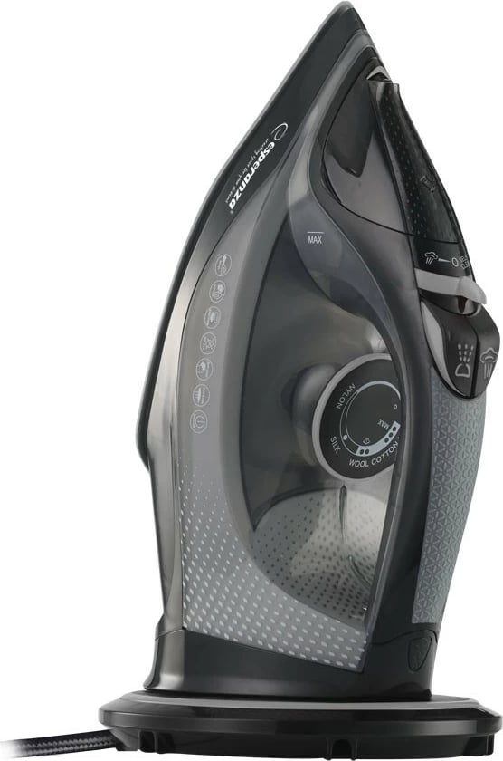 Hekur me avull wireless, Esperanza Satin, 2600 W, pllaka qeramike, depo uji 300 ml, zi/gri