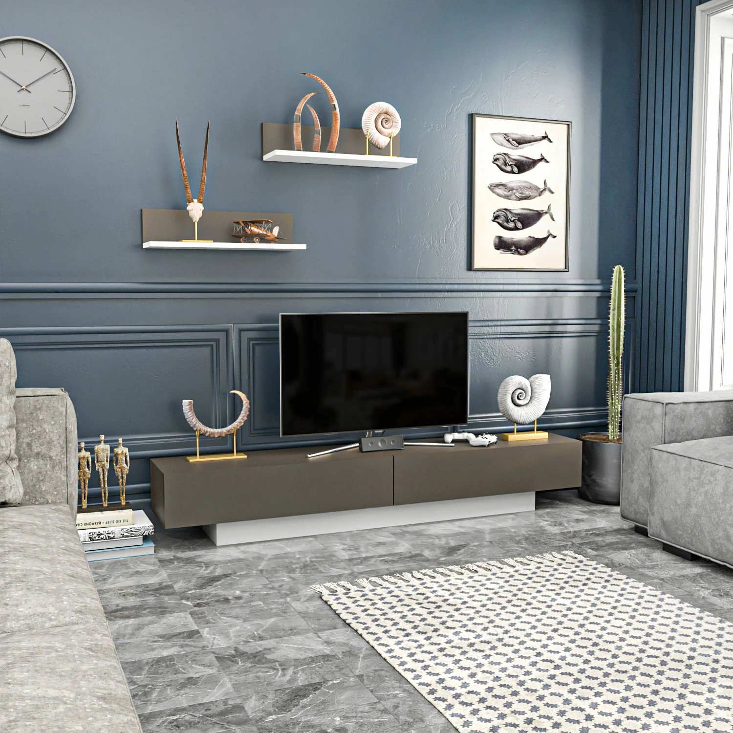 Njësi TV Skye Decor, Lusi, e bardhë dhe kafe