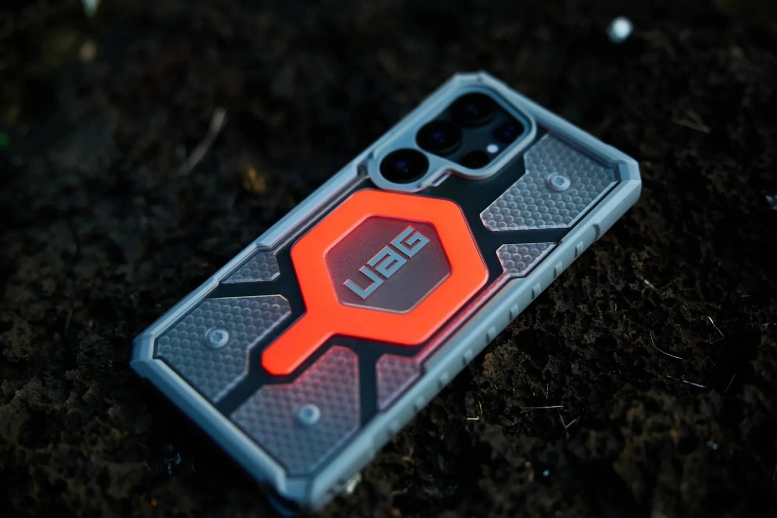 Mbështjellës Urban Armor Gear Pathfinder Clear Active Lava për Samsung, 6.8", portokalli/transparente