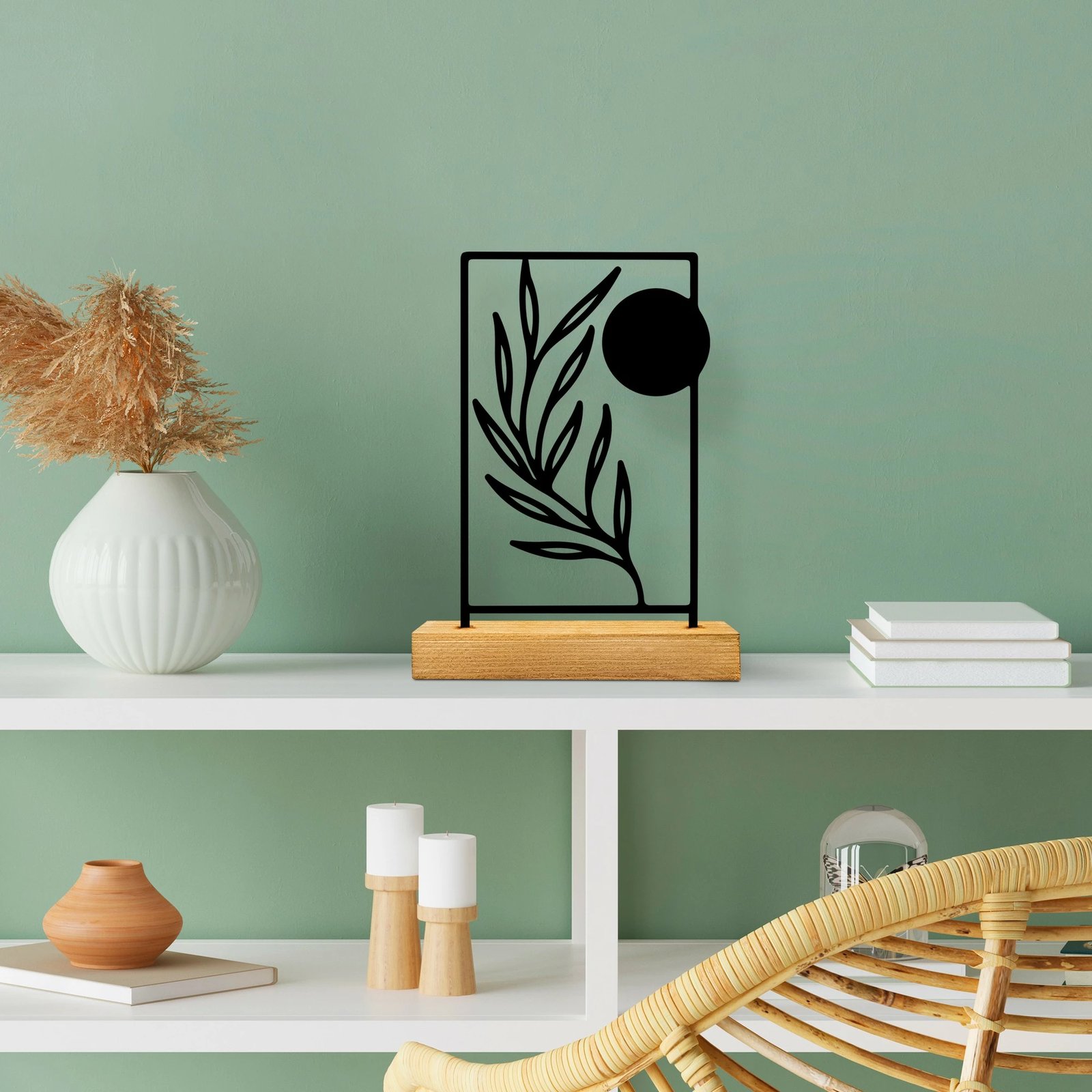 Objekt dekorativ Aberto Design, Sunrise, ngjyrë druri dhe e zezë