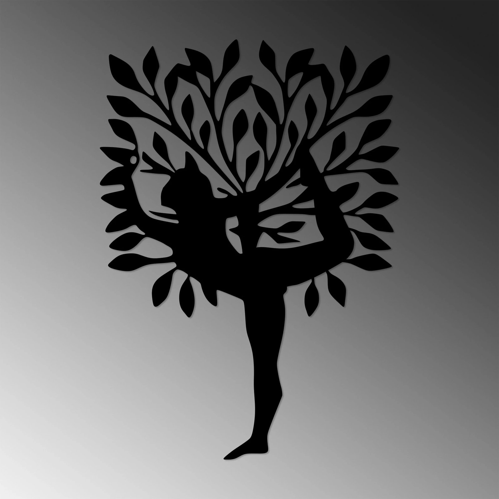 Aksesor dekorativ metalik për mur, Wallity Yoga 2, ngjyrë e zezë, 50x70cm