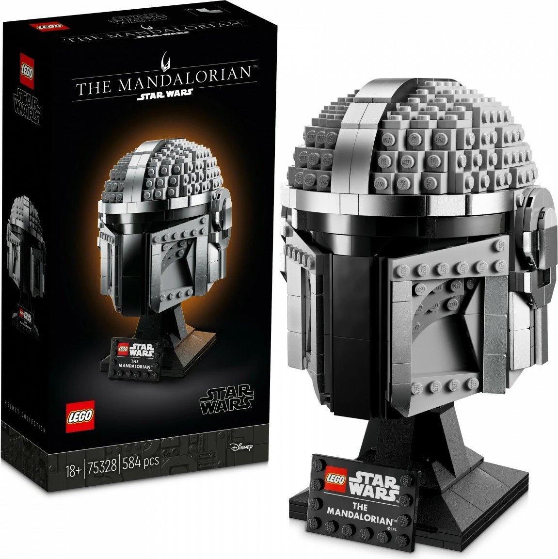 Set ndërtimi LEGO Star Wars Mandalorian Helmet 75328, 584 pjesë, gri