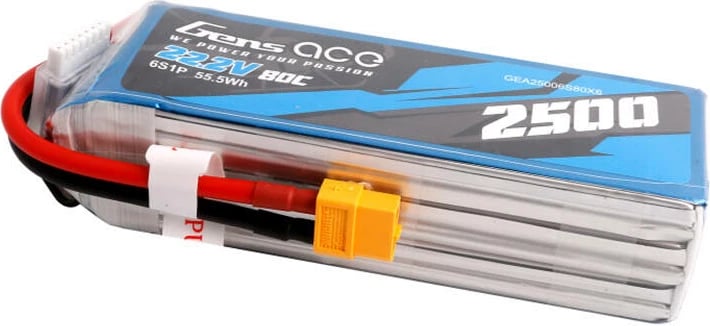 Bateri LiPo Gens ace 2500mAh 22.2V 80C 6S1P me XT60, e kaltër