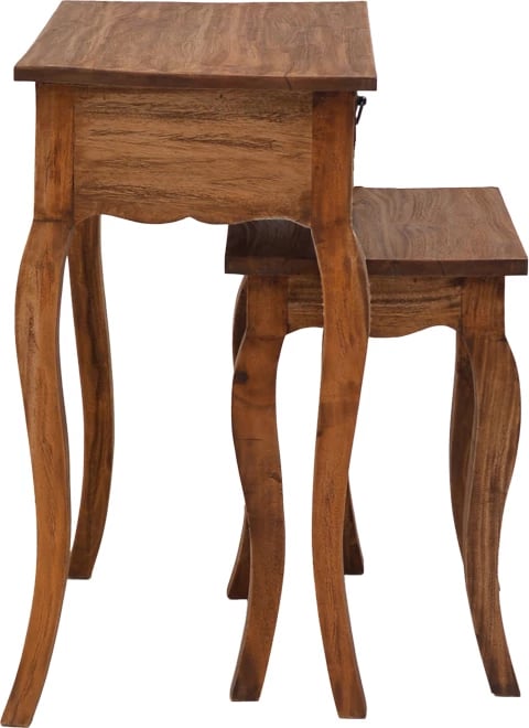 Tavolina anësore Nesto set prej 2 copë, dru mahogany, ngjyrë natyrale antike