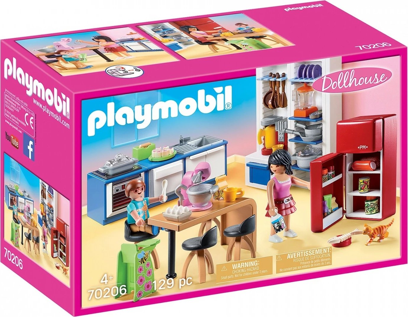 Set figurash Playmobil Dollhouse Family Kitchen 70206, 129 pjesë