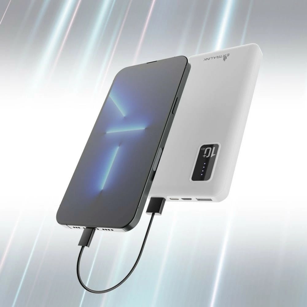 Powerbank Extralink EPB-098W, 10000 mAh, Bardhë