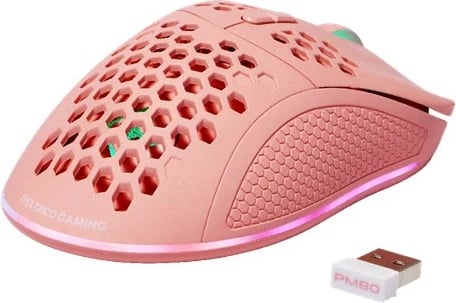 Maus wireless Deltaco Gaming RGB, rozë