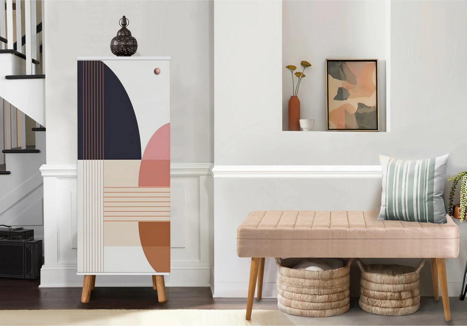 Set mobiljesh për korridor Skye Decor, ngjyrë e bardhë dhe gur, 954-0900