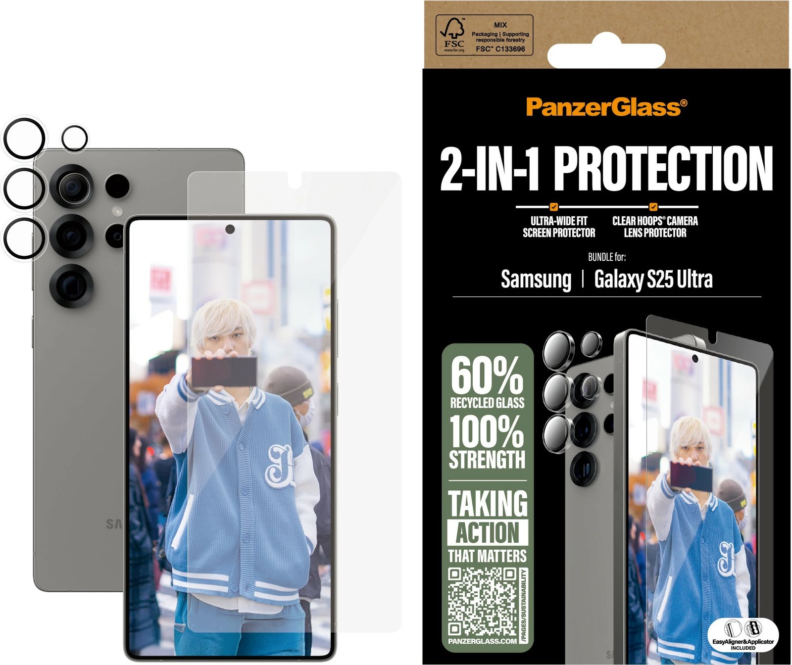 Mbrojtës ekrani PanzerGlass 2-in-1 për Samsung, transparent