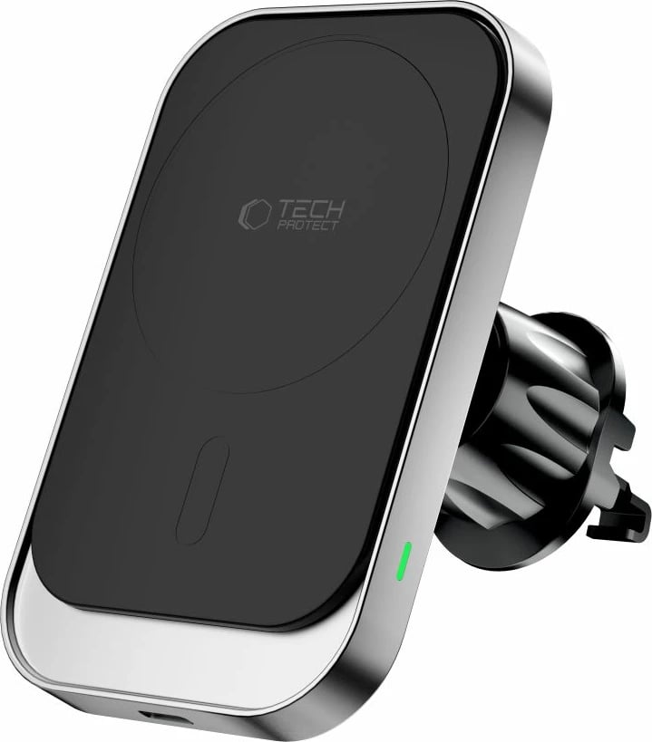 Mbajtëse magnetike për veturë Tech-Protect MM15W-V9 me MagSafe dhe karikim wireless 15W, e zezë