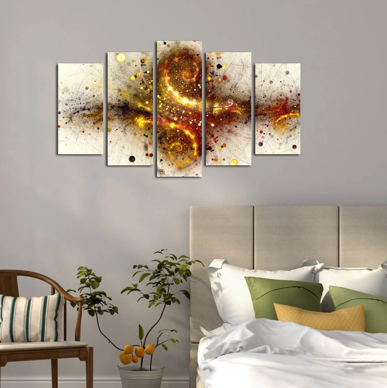 Pikturë dekorative 5 pjesëshe, dizajn eksplozioni, MDF, FH7206.07, 100x60x0.3cm