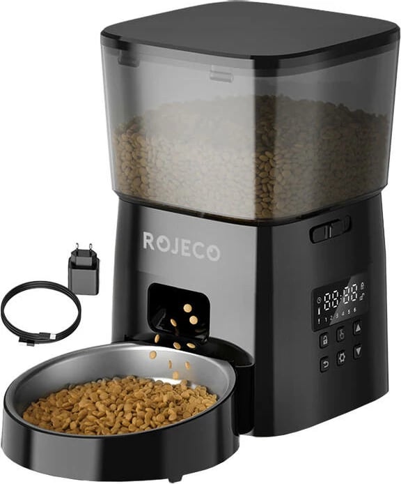 Shpërndarës automatik ushqimi për kafshë Rojeco RWSQ-02, 2L, i zi