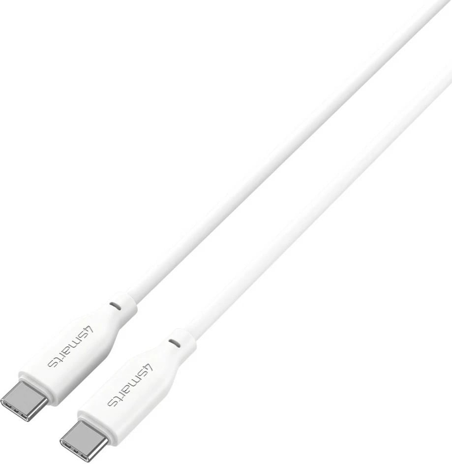 Kabëll USB C në USB C 4smarts 1.5m, Fast Charging, 60W, i bardhë Kabëll USB C në USB C 4smarts 1.5m, Fast Charging, 60W, i bardhë