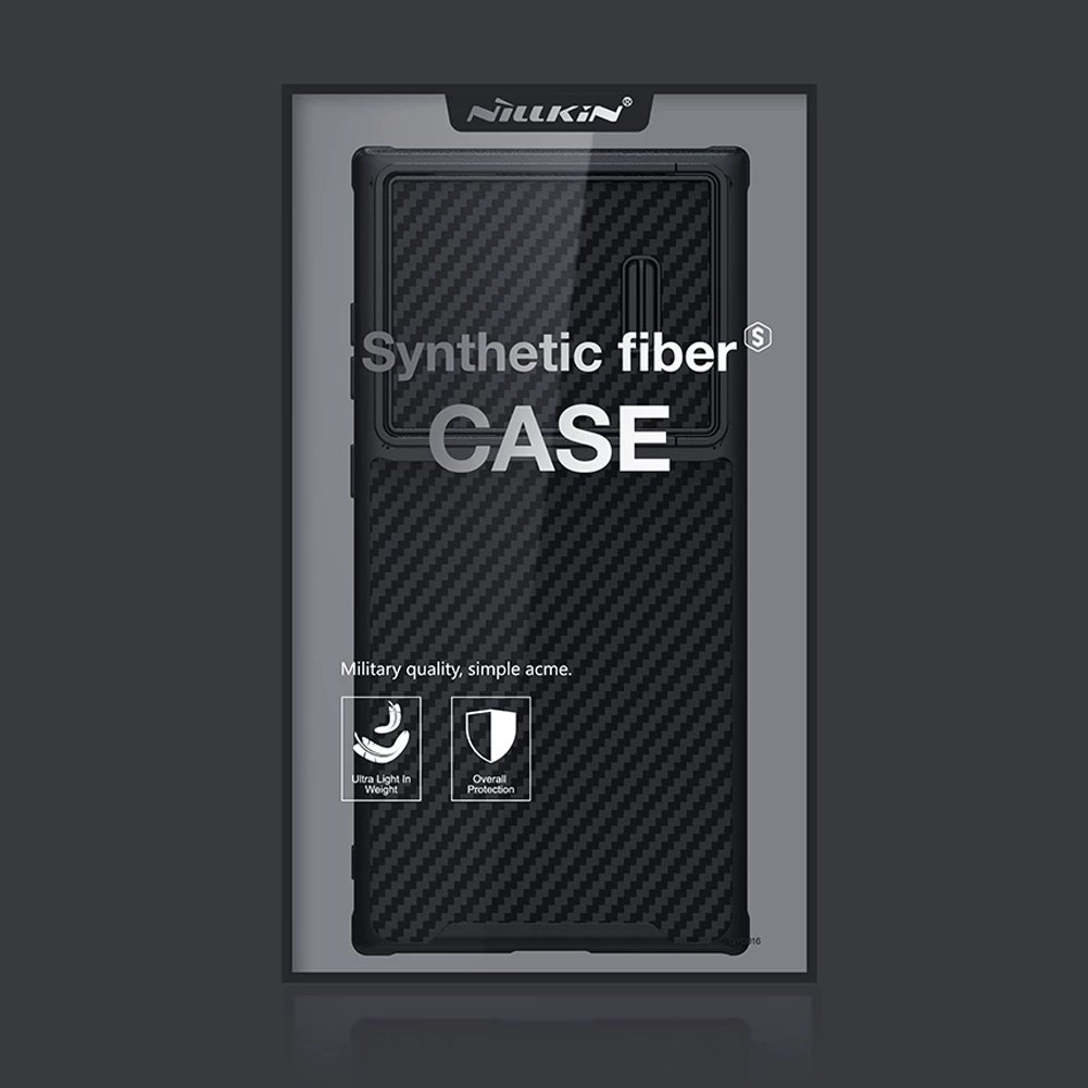 Mbështjellës Nillkin Synthetic Fiber S Case për Samsung Galaxy S23 Ultra, me kapak kamere, i zi