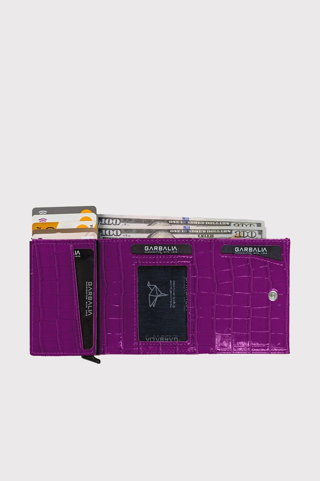 Portofol uniseks Zoozie Bags, Malta Croco, ngjyrë damson