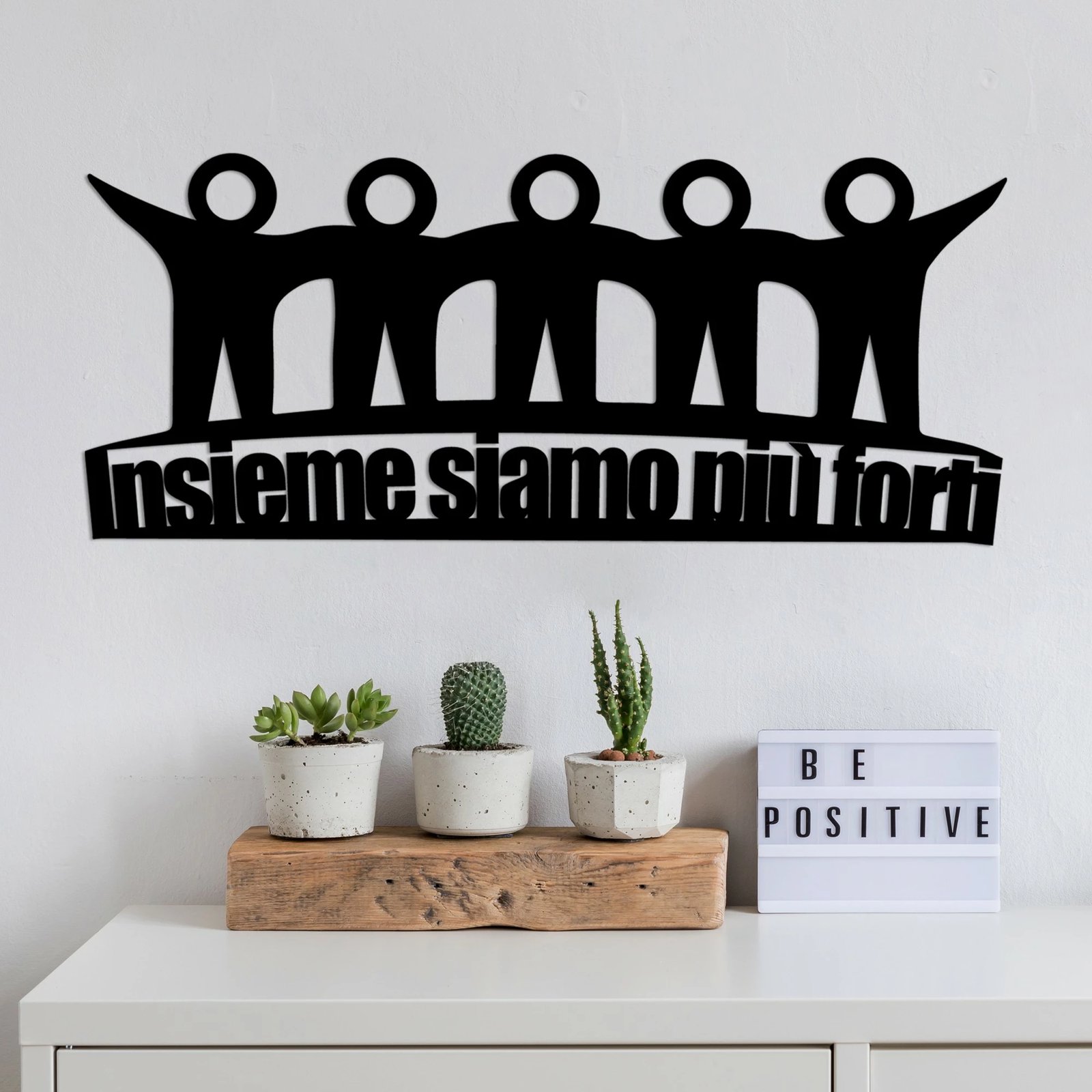 Aksesor dekorativ metalik për mur, Wallity, Insieme 3, ngjyrë e zezë, 60x26cm