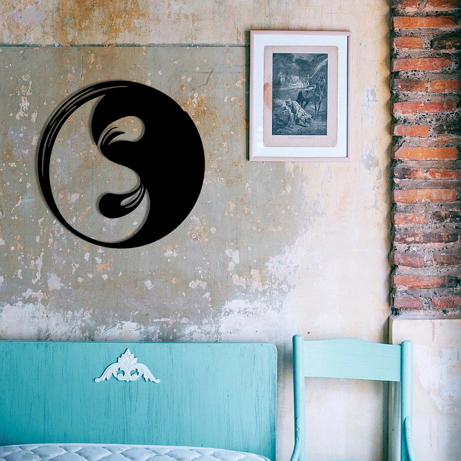 Aksesor dekorativ muri prej metali, Wallity, Boni, ngjyrë e zezë, 48x48cm