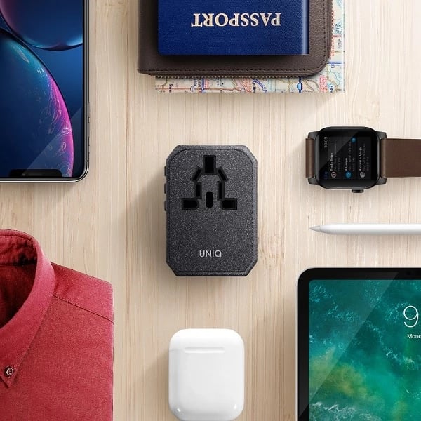 Adapter udhëtimi universal UNIQ Voyage LITHOS Collective 33W, 2xUSB PD 18W QC 3.0, Gri