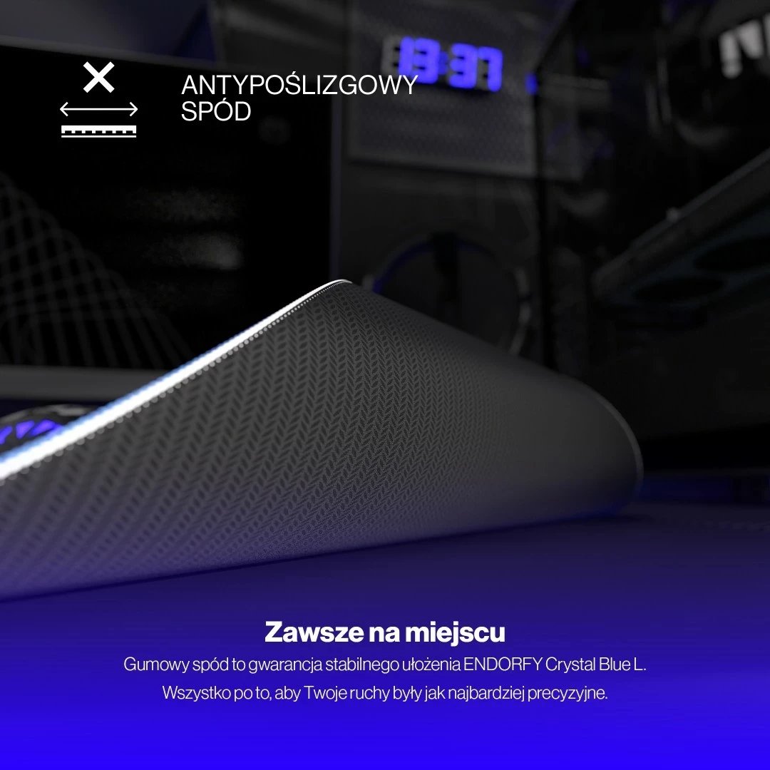 Mauspad Endorfy Crystal Blue L, plastik, ngjyrë kaltër