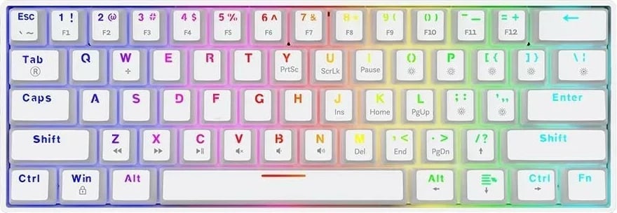 Tastierë mekanike Savio Whiteout X2, RGB, 61 taste, e bardhë