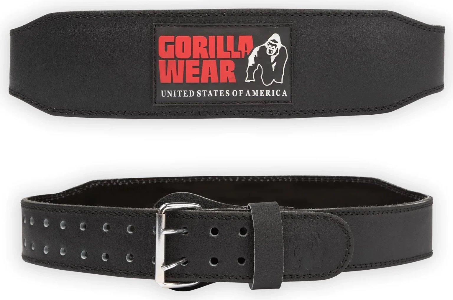 Gorilla Wear 4 Inch Padded Leather Lifting Belt - Black/Red