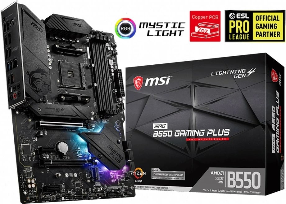 Pllakë amë MSI MPG B550 GAMING PLUS, Socket AM4, ATX, e zezë