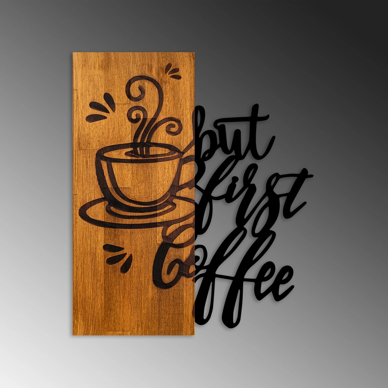 Aksesor dekorativ muri prej druri, Wallity, Coffee First