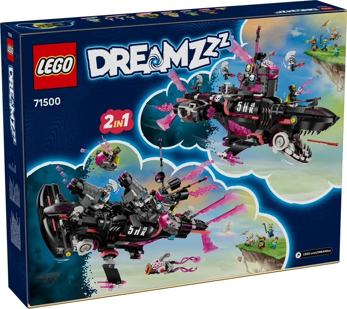 Set LEGO DREAMZzz 71500 Nightmare Shark Submarine, 5 minifigura, për fëmijë 9+ vjeç