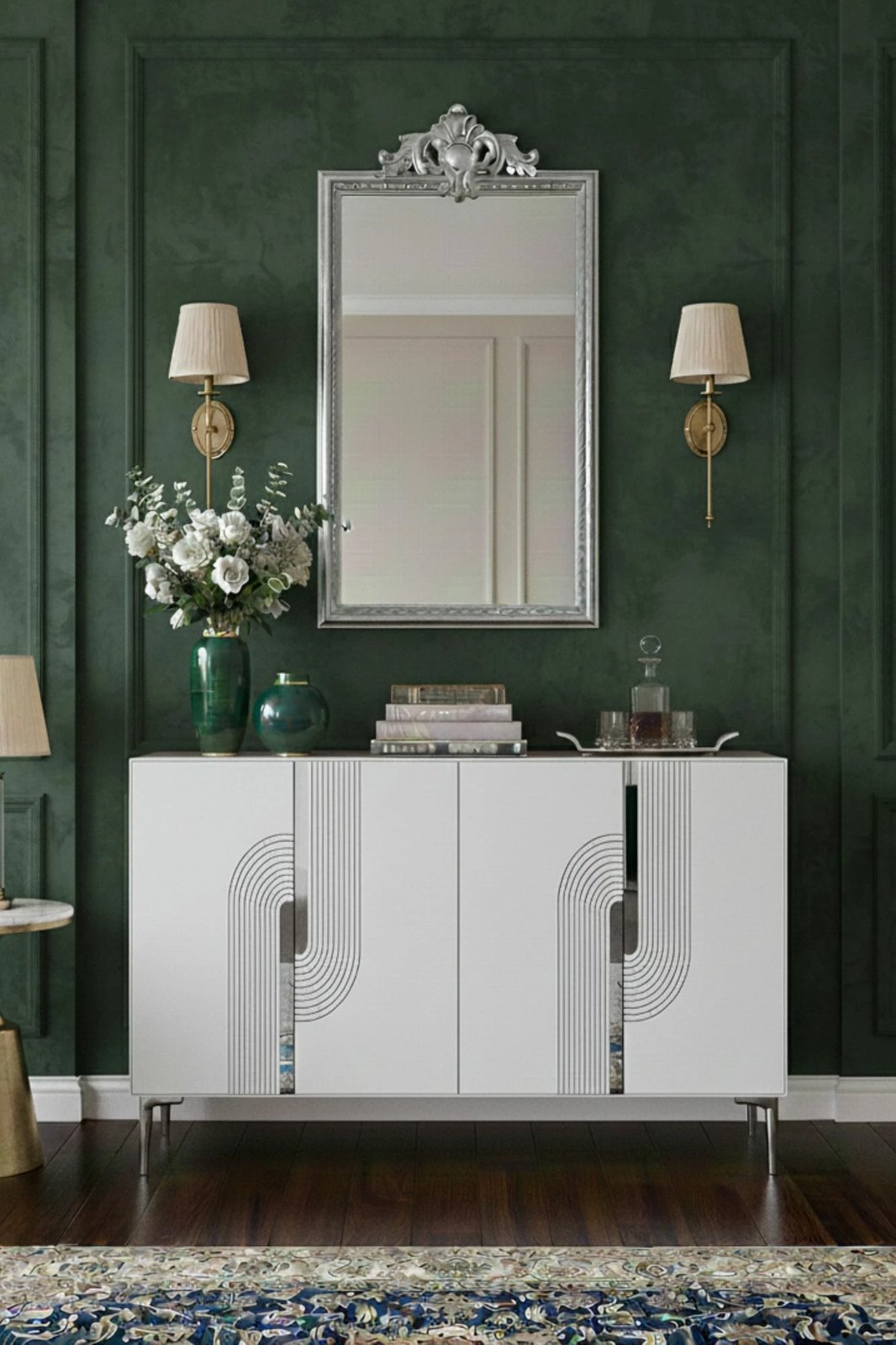 Konsol Skye Decor, Meyra 120, e bardhë, argjend