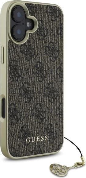 Mbështjellës Guess 4G Charms Collection për iPhone 16 Plus, Kafe
