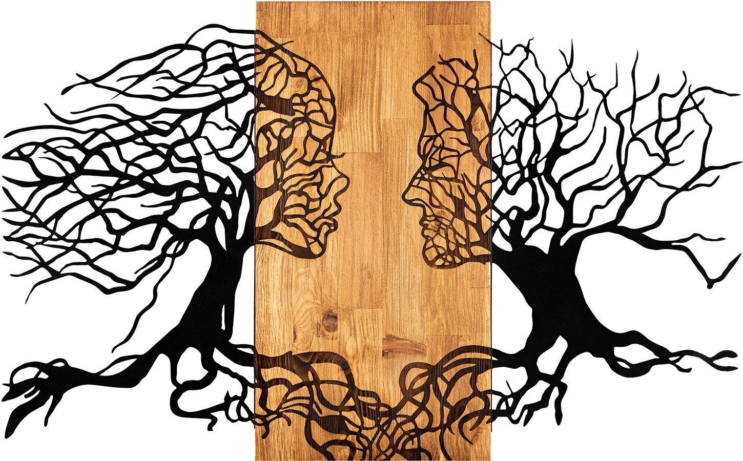 Aksesor dekorativ për mur, dru dhe metal, Wallity Tutku, ngjyrë e zezë dhe arre, 92x58cm