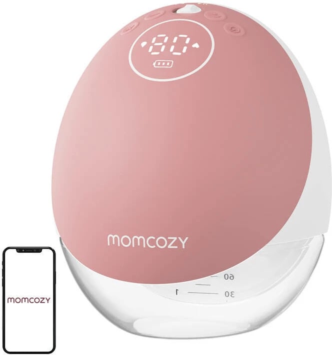 Pompë gjiri, Momcozy, M9 Single, pa tela hands-free me aplikacion, 150 ml, 15 nivele thithjeje, Cozy red